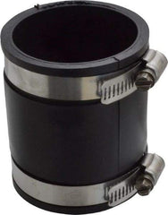Made in USA - 2" PVC Flexible Pipe Coupling with Clamp - 3-1/2" Long, Pipe x Pipe, Stainless Steel Clamp - Industrial Tool & Supply