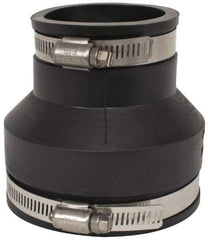 Made in USA - 3 x 2" PVC Flexible Pipe Coupling with Clamp - 4" Long, Pipe x Pipe, Stainless Steel Clamp - Industrial Tool & Supply