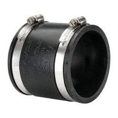 Made in USA - 3" PVC Flexible Pipe Coupling with Clamp - 4" Long, Pipe x Pipe, Stainless Steel Clamp - Industrial Tool & Supply