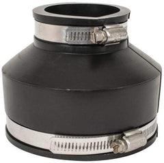 Made in USA - 4 x 2" PVC Flexible Pipe Coupling with Clamp - 4" Long, Pipe x Pipe, Stainless Steel Clamp - Industrial Tool & Supply