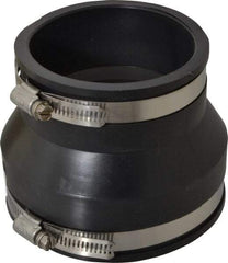 Made in USA - 4 x 3" PVC Flexible Pipe Coupling with Clamp - 4" Long, Pipe x Pipe, Stainless Steel Clamp - Industrial Tool & Supply