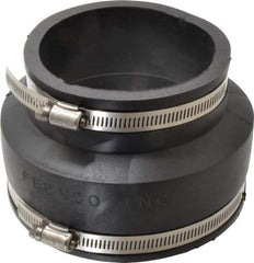 Made in USA - 5 x 4" PVC Flexible Pipe Coupling with Clamp - 4" Long, Pipe x Pipe, Stainless Steel Clamp - Industrial Tool & Supply