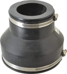 Made in USA - 6 x 3" PVC Flexible Pipe Coupling with Clamp - 6" Long, Pipe x Pipe, Stainless Steel Clamp - Industrial Tool & Supply