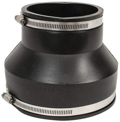 Made in USA - 6 x 4" PVC Flexible Pipe Coupling with Clamp - 6" Long, Pipe x Pipe, Stainless Steel Clamp - Industrial Tool & Supply