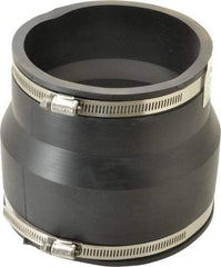 Made in USA - 6 x 5" PVC Flexible Pipe Coupling with Clamp - 6" Long, Pipe x Pipe, Stainless Steel Clamp - Industrial Tool & Supply
