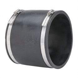 Made in USA - 6" PVC Flexible Pipe Coupling with Clamp - 6" Long, Pipe x Pipe, Stainless Steel Clamp - Industrial Tool & Supply