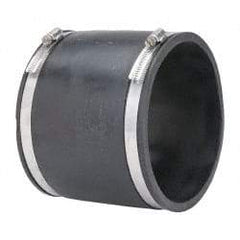 Made in USA - 6" PVC Flexible Pipe Coupling with Clamp - 6" Long, Pipe x Pipe, Stainless Steel Clamp - Industrial Tool & Supply