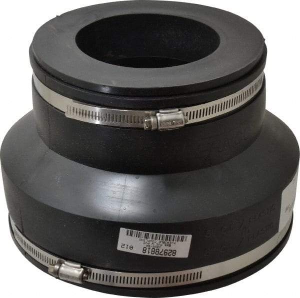 Made in USA - 8 x 4" PVC Flexible Pipe Coupling with Clamp - 6" Long, Pipe x Pipe, Stainless Steel Clamp - Industrial Tool & Supply