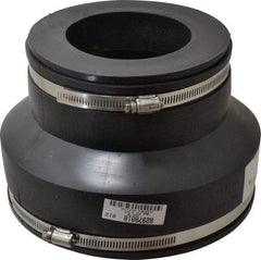 Made in USA - 8 x 4" PVC Flexible Pipe Coupling with Clamp - 6" Long, Pipe x Pipe, Stainless Steel Clamp - Industrial Tool & Supply