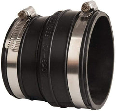Made in USA - 3" PVC Flexible Pipe Coupling with Clamp - 4" Long, Socket x Pipe, Stainless Steel Clamp - Industrial Tool & Supply