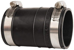Made in USA - 1-1/2" PVC Flexible Pipe Coupling with Clamp - 4" Long, Socket x Socket, Stainless Steel Clamp - Industrial Tool & Supply