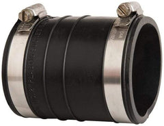 Made in USA - 2" PVC Flexible Pipe Coupling with Clamp - 4" Long, Socket x Socket, Stainless Steel Clamp - Industrial Tool & Supply