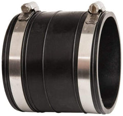 Made in USA - 3" PVC Flexible Pipe Coupling with Clamp - 4" Long, Socket x Socket, Stainless Steel Clamp - Industrial Tool & Supply