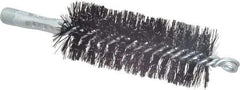 Schaefer Brush - 4-1/2" Brush Length, 1-3/4" Diam, Double Stem, Double Spiral Tube Brush - 7-1/2" Long, Tempered Steel Wire, 1/4" NPT Male Connection - Industrial Tool & Supply