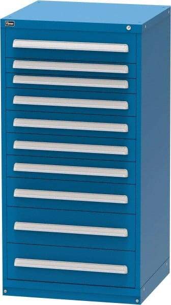 Vidmar - 10 Drawer, Modular Storage Cabinet - Steel, 30" Wide x 27-3/4" Deep x 59" High, Blue - Industrial Tool & Supply