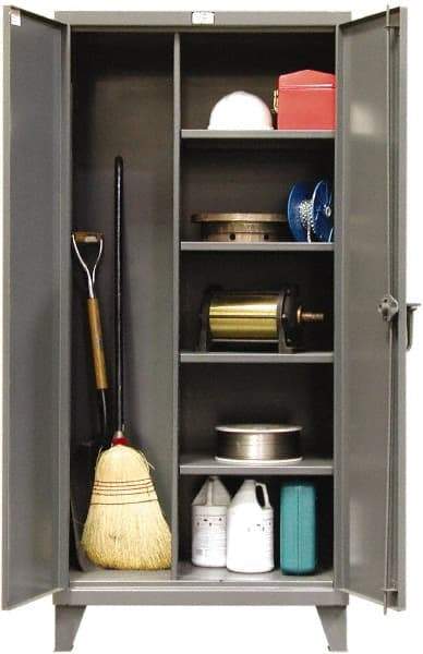 Strong Hold - 4 Shelf Locking Storage Cabinet - Steel, 72" Wide x 24" Deep x 78" High, Dark Gray - Industrial Tool & Supply