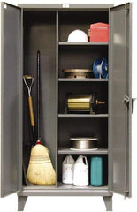 Strong Hold - 4 Shelf Locking Storage Cabinet - Steel, 72" Wide x 24" Deep x 78" High, Dark Gray - Industrial Tool & Supply