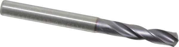 Kennametal - 5.4991mm 140° Spiral Flute Solid Carbide Screw Machine Drill Bit - Multilayer TiAlN Finish, Right Hand Cut, 28mm Flute Length, 66mm OAL, Standard Point, Straight Shank - Industrial Tool & Supply