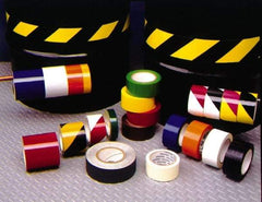 NMC - Magenta & Yellow Striped Vinyl Tape - 2" Wide x 108' Long x 0.002" Thick, General Traffic - Industrial Tool & Supply