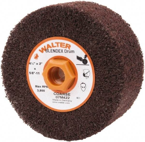 WALTER Surface Technologies - 4-1/2" Diam Aluminum Oxide Unmounted Flap Wheel - 5/8" Hole, 5/8-11 Thread, 2" Wide, Nonwoven, Coarse Grade, 3,800 Max RPM - Industrial Tool & Supply