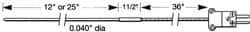 Thermo Electric - 0 to 1800°F, E Flexible, Thermocouple Probe - 3 Ft. Cable Length, Stripped Ends, 12 Inch Probe Sheath Length, 3 Sec Response Time - Industrial Tool & Supply
