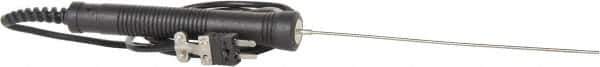 Thermo Electric - 0 to 1335°F, Coiled Cable, J Small Diameter, Thermocouple Probe - 5 Ft. Cable Length, Mini Connector, 4 Inch Probe Sheath Length, 2 Sec Response Time - Industrial Tool & Supply