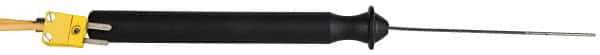Thermo Electric - 0 to 2012°F, Coiled Cable, K Small Diameter, Thermocouple Probe - 5 Ft. Cable Length, Mini Connector, 4 Inch Probe Sheath Length, 2 Sec Response Time - Industrial Tool & Supply