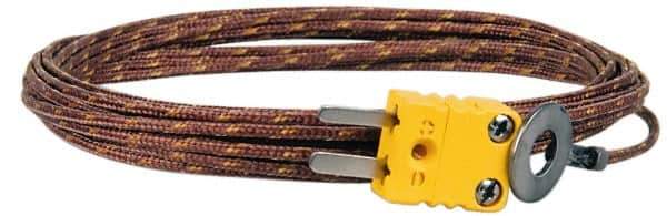 Thermo Electric - 0 to 900°F, K Surface, Thermocouple Probe - 25 Ft. Cable Length, Mini Connector, 15 Sec Response Time - Industrial Tool & Supply