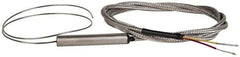 Thermo Electric - 0 to 2012°F, K Flexible, Thermocouple Probe - 3 Ft. Cable Length, Stripped Ends, 12 Inch Probe Sheath Length, 4 Sec Response Time - Industrial Tool & Supply