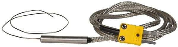 Thermo Electric - 0 to 2012°F, K Flexible, Thermocouple Probe - 3 Ft. Cable Length, Mini Connector, 12 Inch Probe Sheath Length, 4 Sec Response Time - Industrial Tool & Supply