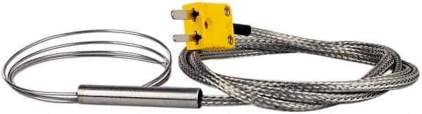 Thermo Electric - 0 to 2012°F, K Flexible, Thermocouple Probe - 3 Ft. Cable Length, Mini Connector, 25 Inch Probe Sheath Length, 4 Sec Response Time - Industrial Tool & Supply