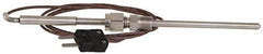 Thermo Electric - 0 to 1600°F, J Pipe Fitting, Thermocouple Probe - 6 Ft. Cable Length, Mini Connector, 9 Sec Response Time - Industrial Tool & Supply