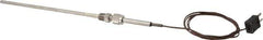 Thermo Electric - 0 to 1600°F, J Pipe Fitting, Thermocouple Probe - 6 Ft. Cable Length, Mini Connector, 9 Sec Response Time - Industrial Tool & Supply