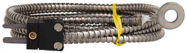 Thermo Electric - 0 to 900°F, J Surface, Thermocouple Probe - 4 Ft. Cable Length, Mini Connector, 15 Sec Response Time - Industrial Tool & Supply
