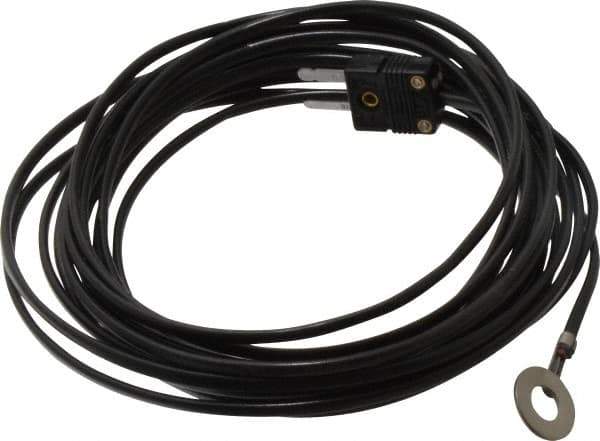 Thermo Electric - 0 to 221°F, J Surface, Thermocouple Probe - 25 Ft. Cable Length, Mini Connector, 15 Sec Response Time - Industrial Tool & Supply