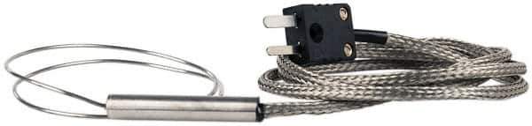 Thermo Electric - 0 to 1600°F, J Flexible, Thermocouple Probe - 3 Ft. Cable Length, Mini Connector, 12 Inch Probe Sheath Length, 3 Sec Response Time - Industrial Tool & Supply