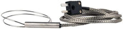 Thermo Electric - 0 to 1600°F, J Flexible, Thermocouple Probe - 3 Ft. Cable Length, Mini Connector, 12 Inch Probe Sheath Length, 3 Sec Response Time - Industrial Tool & Supply