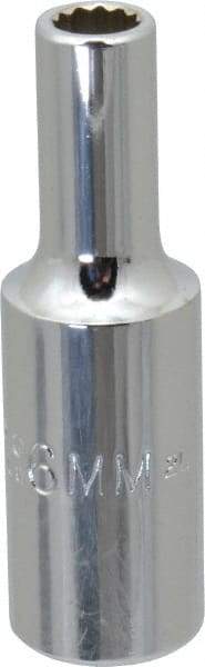 Proto - 3/8" Drive, Deep Hand Socket - 12 Points, 2-1/8" OAL, Chrome Vanadium, Chrome Finish - Industrial Tool & Supply