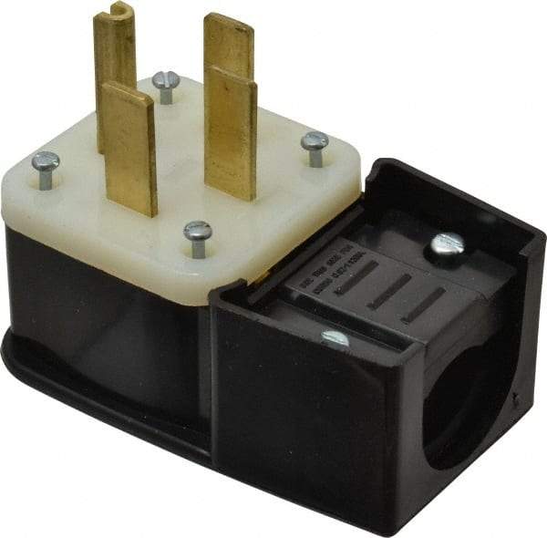 Leviton - 125/250 VAC, 50 Amp, 14-50P NEMA, Angled, Self Grounding, Industrial Grade Plug - 3 Pole, 4 Wire, 1 Phase, Nylon, Black - Industrial Tool & Supply