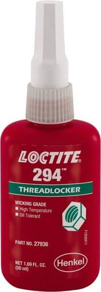 Loctite - 50 mL, Green, High Strength Liquid Threadlocker - 24 hr Full Cure Time - Industrial Tool & Supply