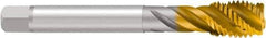 Emuge - 1/8-27 NPS, 45° Helix, 4 Flutes, Bottoming Chamfer, TiN Finish, Cobalt, Spiral Flute Pipe Tap - Right Hand Flute, 0.2756" Shank Diam, 0.7087" Thread Length, 0.2165" Square Size, Series Enorm - Industrial Tool & Supply