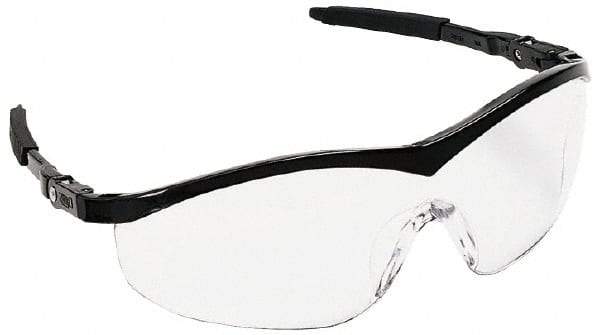 MCR Safety - Amber Lenses, Framed Safety Glasses - Scratch Resistant, Black Plastic Frame, Adjustable Temples, Size Universal, Wrap Around - Industrial Tool & Supply