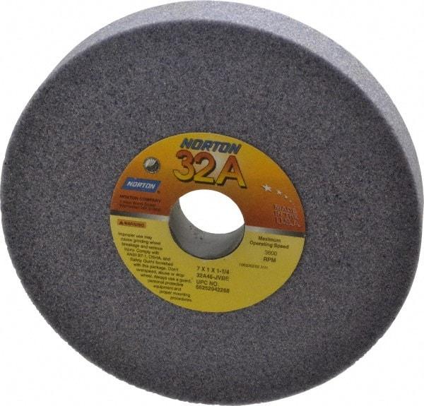 Norton - 7" Diam x 1-1/4" Hole x 1" Thick, J Hardness, 46 Grit Surface Grinding Wheel - Aluminum Oxide, Type 1, Coarse Grade, 3,600 Max RPM, Vitrified Bond, No Recess - Industrial Tool & Supply