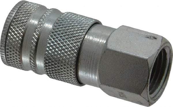 Coilhose Pneumatics - 1/2 Female NPT Industrial Pneumatic Hose Coupler - Plated Steel, 3/8" Body Diam - Industrial Tool & Supply
