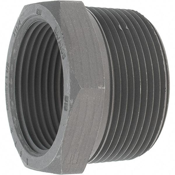 Made in USA - Size 1-1/2 x 1-1/4", Class 3,000, Forged Carbon Steel Black Pipe Hex Bushing - 3,000 psi, Threaded End Connection - Industrial Tool & Supply