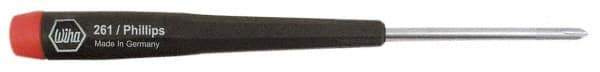 Wiha - #00, 4-5/8" OAL, Standard Phillips Screwdriver - 1-9/16" Blade Length, Ergonomic Handle - Industrial Tool & Supply