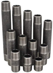 Made in USA - 66 Piece, 1/2" Pipe, Black Finished Steel Pipe Nipple Set - Schedule 40, (6) Close, (6) 1-1/2, (6) 2, (6) 2-1/2, (6) 3, (6) 3-1/2, (6) 4, (6) 4-1/2, (6) 5, (6) 5-1/2, (6) 6 - Industrial Tool & Supply