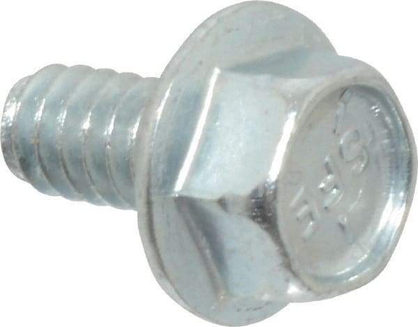 Value Collection - #10-24 UNC, 3/8" Length Under Head, Hex Drive Flange Bolt - 3/8" Thread Length, Grade 5 Steel, Serrated Flange, Zinc-Plated Finish - Industrial Tool & Supply