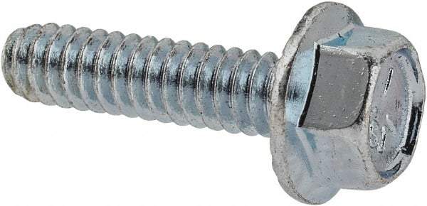 Value Collection - #10-24 UNC, 3/4" Length Under Head, Hex Drive Flange Bolt - 3/4" Thread Length, Grade 5 Steel, Serrated Flange, Zinc-Plated Finish - Industrial Tool & Supply