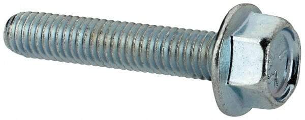 Value Collection - #10-32 UNF, 1" Length Under Head, Hex Drive Flange Bolt - 1" Thread Length, Grade 5 Steel, Serrated Flange, Zinc-Plated Finish - Industrial Tool & Supply